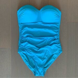 Moontide Blue Strapless Ruched One Piece Swimsuit